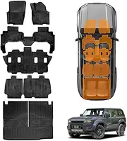 X-CAR Floor Mats Boot Liner Set for Toyota Prado 250 Series 7-Seater 2024-2025 All Weather Heavy Duty Cargo Kick Mats Back Seat Protector Cover