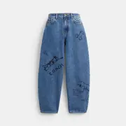 Sketch Print Barrel Jeans