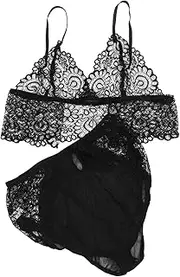 [SOESFOUFU] 1 Set Lace Mesh Jumpsuit Set (Black L) for Lace Female Clothes Bra Underwear 's Bikini Kit Female Lace Clothes Lady