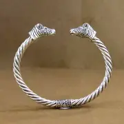 925 Sterling Silver Horse Charm Handmade Vintage Open Cuff Bracelet Bangle Gifts