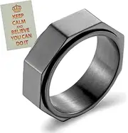 [LYTTMAB] Stainless Steel Ring for Men, 8MM Masculine Geometric Ring, Cool Spinner Band Ring Fidget Ring Spinner Ring Anxiety Ring