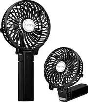 FUNME HandHeld Fan Portable Hand Fan with 6 Blades Rechargeable Battery 3 Speeds 180° Foldable Powered Personal Mini Fan Cooling Desktop Fans for School Travel Camping Black