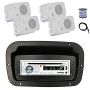 Pyle Marine CD Radio, Adapter,Spa Bezel,Antenna,Wire, 4x 3.5" 300W White Speaker