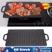Non-stick Griddle Plate Pan Cast Iron Steak Flat Grill Camping BBQ Skillet Pan