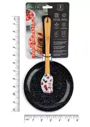 Brooklyn Steel (2) Pc Set Mini Frying Pan Black & Bamboo Silicone Spatula White