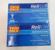 Relion Sterile Alcohol Swabs, Twin Pack, 400 Count SEALED PACK NEW