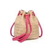 Shoulder Bag Summer Beach Bag Girls Fashion Top Handle Handbag Double Fringed Bucket Bag Messenger Bag-Red