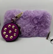 Quay Australia Sunglasses Case Coin Purse Limited Edition Purple Fur W/ Studs