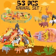 53PCS Realistic Wild Animal Toys Set - Jungle Zoo Safari Learning for Kids