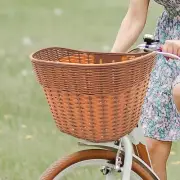 Bike Basket Bicycle Basket Easy to Install Imitation Rattan Retro Style