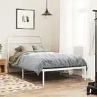 Metal Bed Frame with Headboard White 106x203 cm King Single Size Bedroom F 77162