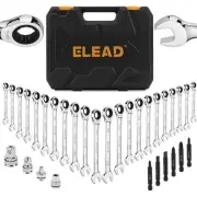 33PC Combination Ratchet Wrench Set SAE & Metric 72-Tooth Adapter Organizer Case