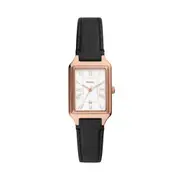 Fossil Raquel Three-Hand Date Black LiteHide Leather Watch ES5310 Stainless Steel White 4064092234916