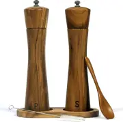 Salt and Pepper Grinder Set, Acacia Wood Adjustable Coarseness Pepper Mill with