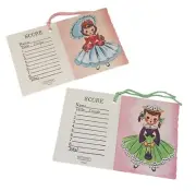Vtg Set of Two Fold Out Bridge Tally Cards Little Girl Paper Doll Petticoat