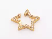 Star-Shape 15mm Charm Holder with Full Diamond Pave 14K Gold Clicker Connector