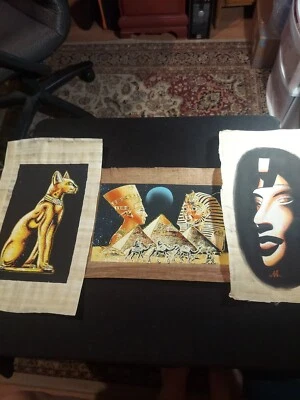 on sale, wholesale Set of 3 Hand Painted Papyrus, free shipping via USPS.