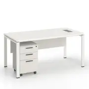 White Office Computer Desk Mobile Pedestal Filing Cabinet Study Workstation