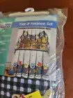 Vintage KMART HOME ESSENTIALS GINGHAM TEAPOTS TIER & Festoon Set, Lot Of 2
