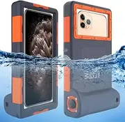 Willbox Professional [15m/50ft] Diving Surfing Swimming Snorkeling Photo Video Waterproof Protective Case Underwater Housing for Galaxy and iPhone Series Smartphones with Lanyard (Orange)