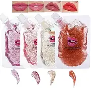 Lip Gloss Base 4 Colors，Colored Glitter Moisturizing Base Gel，DIY Lip Gloss Moisturizing (4-Color)