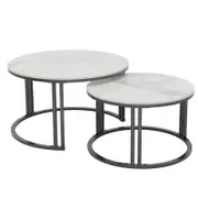 Interior Ave Premier Nested Coffee Table Set White Marble Stone Coffee Tables