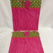 Two Gift Bags Bright Pink Leopard Print w/Gold Glitter Top Set of 2 ; 10" x 12"