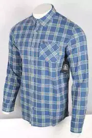 Volcom Men's Loreto Flannel Long Sleeve Button Shirt Blue SMB Plaid
