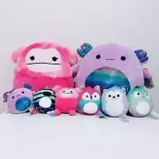 Squishmallow 3.5" clips on full Sets 6pcs & Caparinne 10' + Monica 10' BNWT Aus