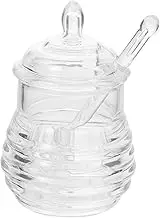 Ciieeo 1 Set Kitchen Honey Storage Jar Transparent Honey Pot Dispenser with Stirring Rod and Candy Storage Compact Design
