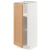 METOD base cabinet with shelves, white/Vedhamn oak, 30x37x80 cm