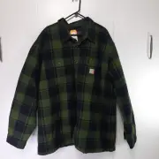 New Carhartt Relaxed Fit Flannel Sherpa Lined Jacket 4XL Heavyweight Green