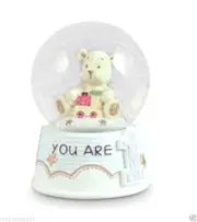 Baby First 1st Birthday Snow Globe ~ You Are One ~ Blue Teddy Water Ball