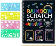1x Rainbow Scratch Art Notebook with 1 Pen and 4 Painting Patterns Adults Art & Craft Scratch Book for School and Home