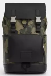COACH Track Backpack In Signature Canvas & Leather With Camo Print, NWT