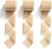 MORSUNBELA Chiffon Fabric Light Brown Decorative Ribbon 1.5 Inch x 7 Yd for Gift Wrapping, Sewing, Bridal Bouquet