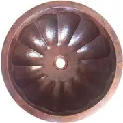 17" Round Undermount Hand-Hammered Antique Shell Bathroom Copper Sink