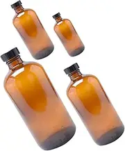 Mobestech 4pcs Refillable Collapsible Soda Cups Water Bottles Amber Bottle Cap Drink Mini Alcohol Bottles Flask Airtight Bouteille Deau Plastic Brown