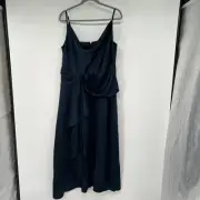 NWT City Chic Simplicity Dress Women's Size M/18 Navy Faux Wrap Cowl Neck Glam