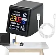 Kuehssn Weather Station Clock, Small Digital Alarm Clock, Portable Desktop Smart Control Alarm Rechargeable Home Humidity Monitor Date Time For Bedroom