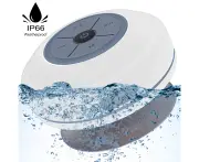 Water Resistant Bluetooth LED Shower Speaker FM Radio TF Card Reader - White