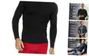 Thermal Shirts for Men Long Sleeve Thermal Compression Large Black Crewneck