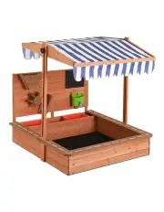 [Keezi] Sandpit Wooden Canopy Sandbox 110cm