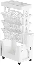 vegetable storage rack， 5 Tier Book Rack Storage Bookshelf Table Side Storage Basket Cart Rolling Utility Cart Multi-Functional Movable Storage Book Shelves,(Yellow)