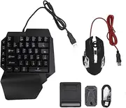 One Hand Gaming Keyboard Mouse Combo, RGB Backlit Mouse with Converter 4 in 1 Mobile Game Combo for iOS, with Adjustable Phone Stand for Fast Charging