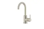 MEIR Round Basin Mixer Tap with Cold Start - Gooseneck - Single Lever - PVD Brushed Nickel