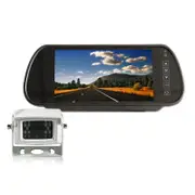 Elinz 7" Clip on Rearview Mirror Monitor 12V 24V 4 PIN Heavy Duty White IR Reversing Camera with Built-in Mic