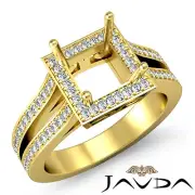 Princess Semi Mount Split Shank Diamond Engagement Ring 18k Yellow Gold 0.9Ctw