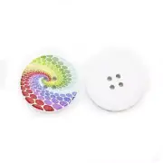 10x 30mm Wood Round Rainbow Peacock Swirl Painted Buttons Crafts Sewing 2 Hole