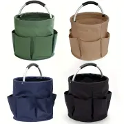 600D Oxford Cloth Tool Organizer Bag 17L Foldable Storage Basket with 6 Compartments Zipper Drawstring Carry Handle for